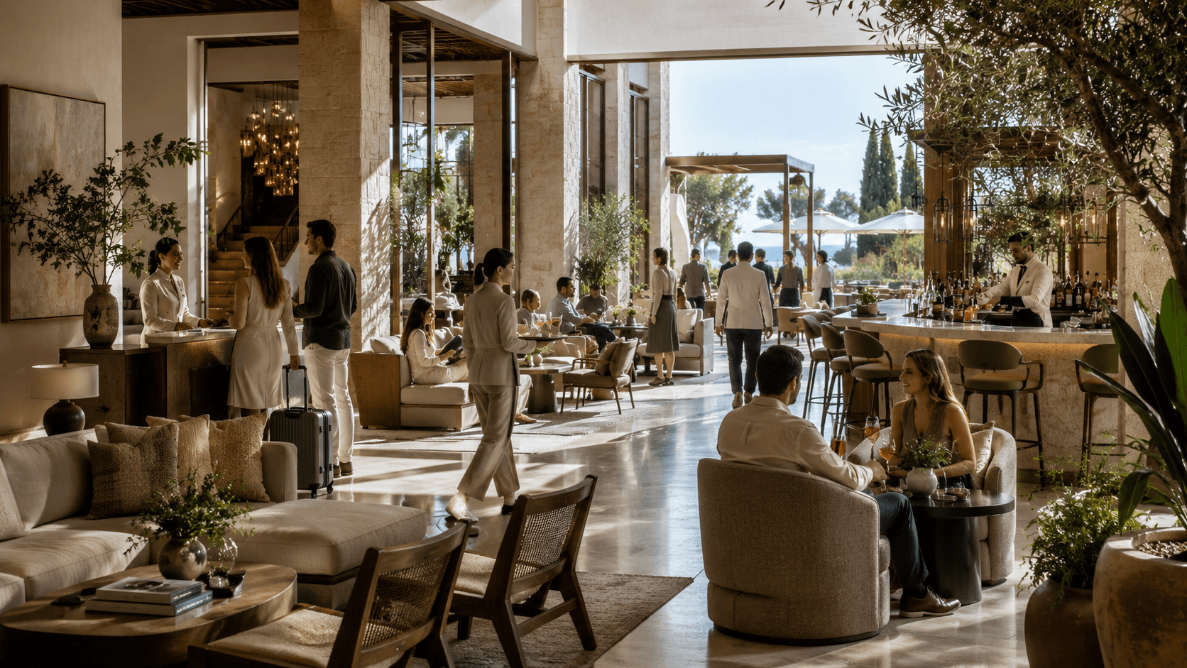 The living operation of a sophisticated Mediterranean hotel